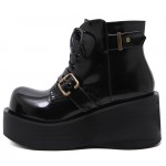 Black Chunky Platforms Sole Grunge Gothic Ankle Boots Shoes